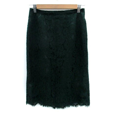 【中古】ナチュラルビューティーベーシック NATURAL BEAUTY BASIC タイトスカート ミモレ丈 総レース M モスグリーン /HO10 レディース 【ベクトル 古着】 250314