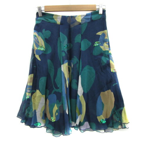 【中古】エッセンシャルアントワープ Essentiel Antwerp フレアスカート シフォンスカート ひざ丈 総柄 スパンコール シルク 34 S マルチカラー 紺 ネイビー /YS7 レディース 【ベクトル 古着】 250328 【中古】エッセンシャルアントワープ Essentiel Antwerp フレアスカート シフォンスカート ひざ丈 総柄 スパンコール シルク 34 S マルチカラー 紺 ネイビー /YS7 レディース 【ベクトル 古着】 250328