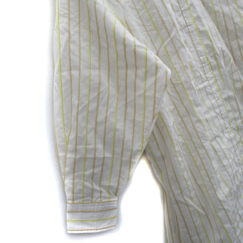 【中古】ブージュルード Bou Jeloud シャツワンピース ミモレ丈 長袖 ストライプ柄 38 M マルチカラー 白 ホワイト 黄 イエロー /SM41 レディース 【ベクトル 古着】 250404