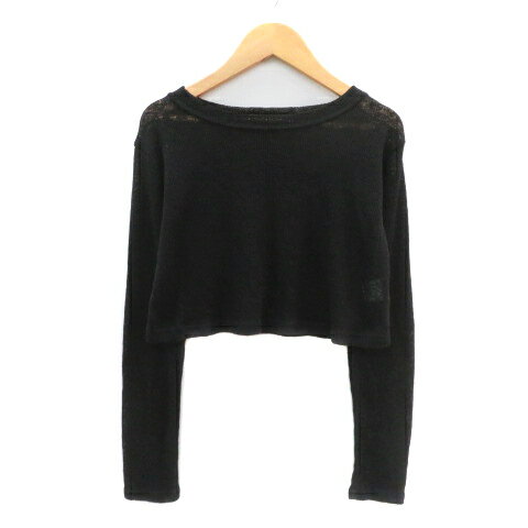 【中古】アイスー ISOOK ニット カットソー 長袖 ショート丈 シースルー F 黒 ブラック /YK45 レディース 【ベクトル 古着】 250319