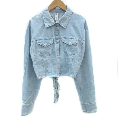 【中古】ザラ ZARA シャツ 長袖 レースアップ バックシャン シャンブレー L ライトブルー 水色 /YM16 レディース 【ベクトル 古着】 250324