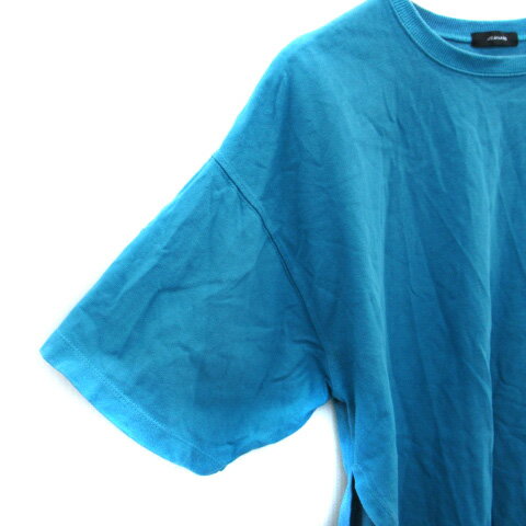 【中古】ジーナシス JEANASIS Tシャツ カットソー 五分袖 F オーバーサイズ ターコイズブルー /SM17 レディース 【ベクトル 古着】 250326