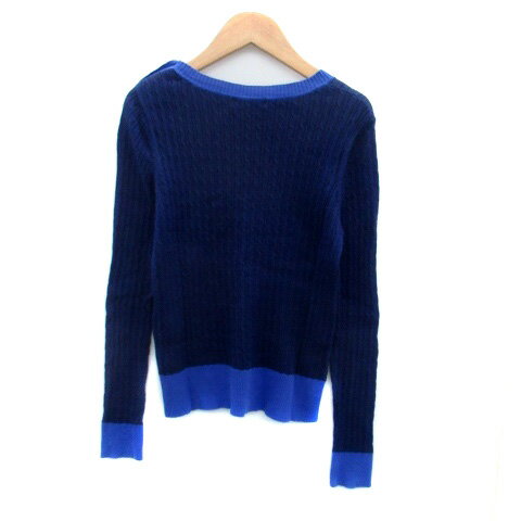 【中古】ナチュラルビューティーベーシック NATURAL BEAUTY BASIC ニット カットソー Vネック 長袖 M 紺 ネイビー 青 ブルー /HO27 レディース 【ベクトル 古着】 250326
