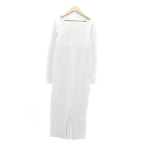 【中古】アーシー earthy ワンピース スクエアネック 長袖 ロング丈 S オフホワイト /HO44 レディース 【ベクトル 古着】 250326