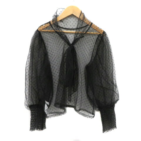 【中古】アルシーヴ archives カットソー 長袖 ボウタイ シースルー ドット柄 M 黒 ブラック /YK38 レディース 【ベクトル 古着】 250328 【中古】アルシーヴ archives カットソー 長袖 ボウタイ シースルー ドット柄 M 黒 ブラック /YK38 レディース 【ベクトル 古着】 250328