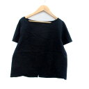 【中古】アンタイトル UNTITLED ブラウス カットソー ラウンドネック 半袖 麻 リネン混 2 M 紺 ネイビー /HO15 レディース 【ベクトル 古着】 250327(4)