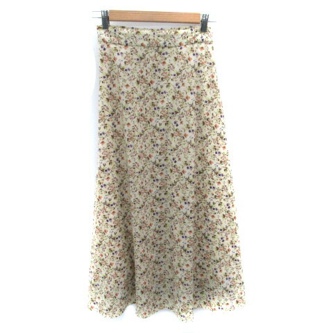 【中古】ロペピクニック ROPE Picnic フレアスカート マキシ丈 ロング丈 花柄 38 M マルチカラー クリーム色 /SM26 レディース 【ベクトル 古着】 250512
