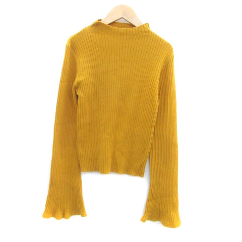 【中古】ヘザー Heather リブニット セーター ハイネック 長袖 フレアスリーブ 無地 F マスタードイエロー /HO4 レディース 【ベクトル 古着】 250414 【中古】ヘザー Heather リブニット セーター ハイネック 長袖 フレアスリーブ 無地 F マスタードイエロー /HO4 レディース 【ベクトル 古着】 250414