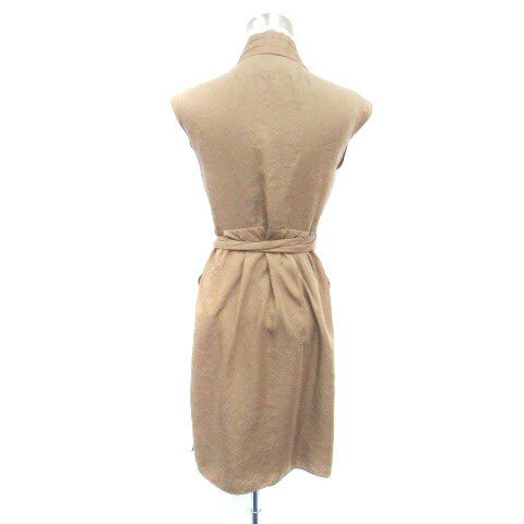 【中古】ルスーク Le souk ワンピース カシュクール ノースリーブ ひざ丈 38 M 茶色 ブラウン /HO27 レディース 【ベクトル 古着】 250410