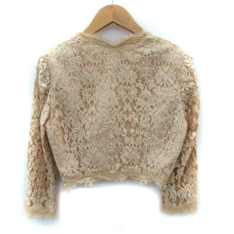 【中古】スナイデル SNIDEL ノーカラージャケット ショート丈 前開き レース 0 ベージュ /SM20 レディース 【ベクトル 古着】 250416