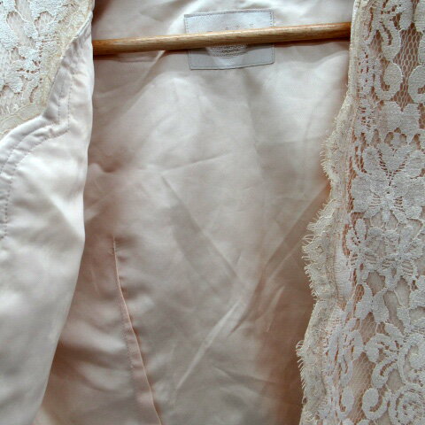 【中古】スナイデル SNIDEL ノーカラージャケット ショート丈 前開き レース 0 ベージュ /SM20 レディース 【ベクトル 古着】 250416