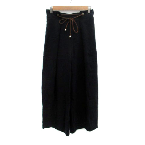 【中古】ディスコート Discoat ワイドパンツ ミモレ丈 イージー 麻 リネン M 紺 ネイビー /HO29 レディース 【ベクトル 古着】 250501