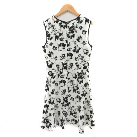 【中古】フレイアイディー FRAY I.D ノースリーブワンピース ひざ丈 花柄 1 黒 ブラック オフホワイト /YK33 レディース 【ベクトル 古着】 250508