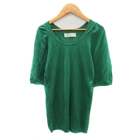 【中古】ファウンドフレス foundfles ニット カットソー 五分袖 38 M 緑 グリーン /YK31 レディース 【..