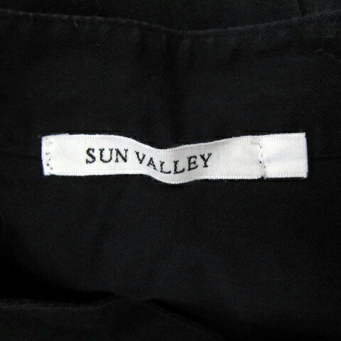 【中古】サンバレー SUN VALLEY シャツワンピース ロング丈 長袖 バンドカラー 無地 M 黒 ブラック /SY37 レディース 【ベクトル 古着】 250425