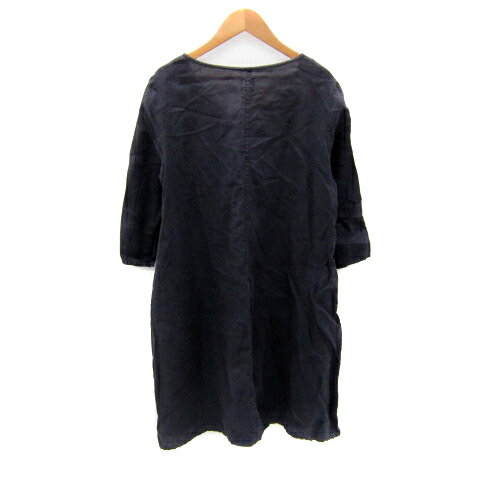 【中古】アーバンリサーチ ドアーズ URBAN RESEARCH DOORS ワンピース ミモレ丈 長袖 ラウンドネック 無地 リネン 麻 ONE チャコールグレー /SY45 レディース 【ベクトル 古着】 250425