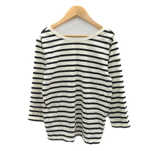 【中古】ルミノア Leminor カットソー 七分袖 Vネック 2way ボーダー柄 1 黒 ブラック /YK15 レディース 【ベクトル 古着】 250430