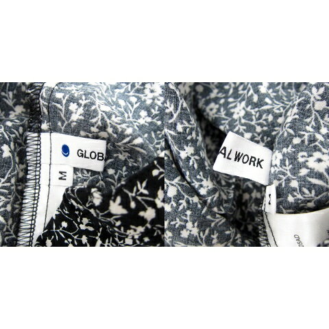 【中古】グローバルワーク GLOBAL WORK ブラウス シャツ 長袖 スリットネック 花柄 M 黒 ブラック 白 ホワイト /SY23 レディース 【ベクトル 古着】 250423 vectorpremium-18456711 ブランド古着ベクトルプレミアム店 サンプル画像3