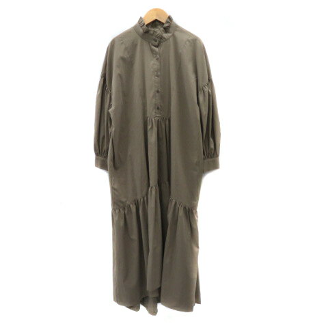 【中古】ナチュラルビューティーベーシック NATURAL BEAUTY BASIC シャツワンピース ロング丈 長袖 ハーフボタン バンドカラー S カーキ /YK38 レディース 【ベクトル 古着】 250512 【中古】ナチュラルビューティーベーシック NATURAL BEAUTY BASIC シャツワンピース ロング丈 長袖 ハーフボタン バンドカラー S カーキ /YK38 レディース 【ベクトル 古着】 250512
