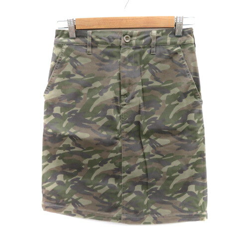 【中古】バックナンバー BACK NUMBER タイトスカート ひざ丈 迷彩柄 カモフラ柄 S マルチカラー ベージュ /YK16 レディース 【ベクトル 古着】 250512