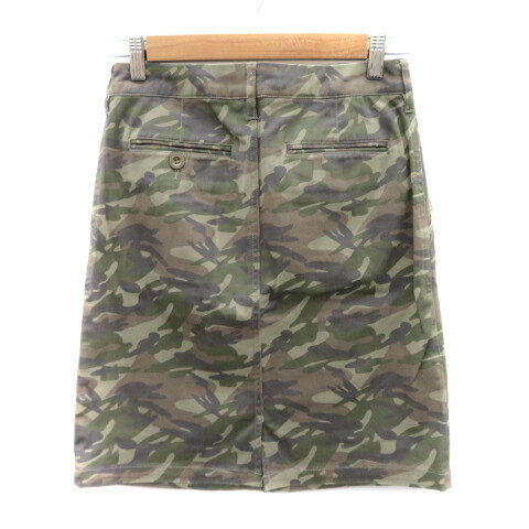【中古】バックナンバー BACK NUMBER タイトスカート ひざ丈 迷彩柄 カモフラ柄 S マルチカラー ベージュ /YK16 レディース 【ベクトル 古着】 250512