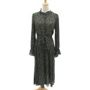 【中古】ヘザー Heather シャツワンピース ロング丈 長袖 バンドカラー ウエストリボン シースルー 花柄 F マルチカラー 黒 ブラック /YK23 レディース 【ベクトル 古着】 250514(4)