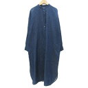 【中古】ディスコート Discoat シャツワンピース ロング丈 長袖 バンドカラー ダンガリー F ネイビー 紺 /YM26 レディース 【ベクトル 古着】 ...