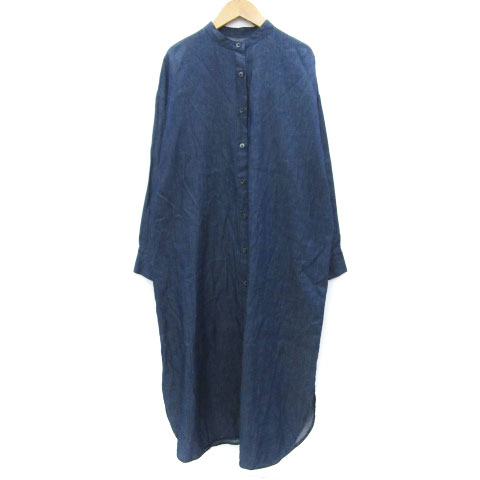 【中古】ディスコート Discoat シャツワンピース ロング丈 長袖 バンドカラー ダンガリー F ネイビー 紺 /YM26 レディース 【ベクトル 古着】 250508 【中古】ディスコート Discoat シャツワンピース ロング丈 長袖 バンドカラー ダンガリー F ネイビー 紺 /YM26 レディース 【ベクトル 古着】 250508