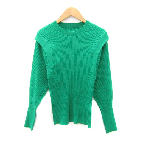 【中古】ビス ViS リブニット カットソー 長袖 クルーネック 無地 F 緑 グリーン /SY31 レディース 【..