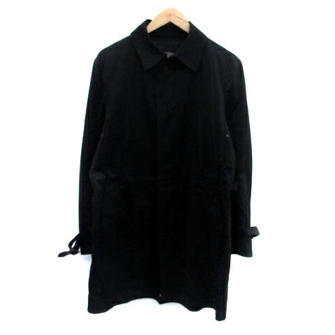 【中古】ノーリーズ Nolley's スプリングコート ステンカラーコート ロング丈 L 黒 ブラック /HO36 メンズ 【ベクトル 古着】 250530