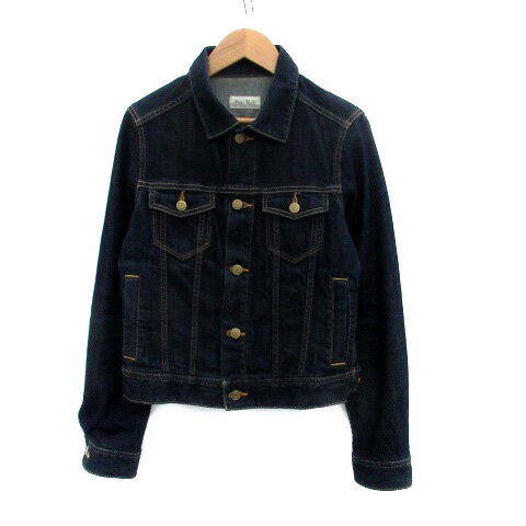 【中古】プラステ PLST デニムジャケット Gジャン ジージャン ミドル丈 S 紺 ネイビー /HO1 レディース 【ベクトル 古着】 250528