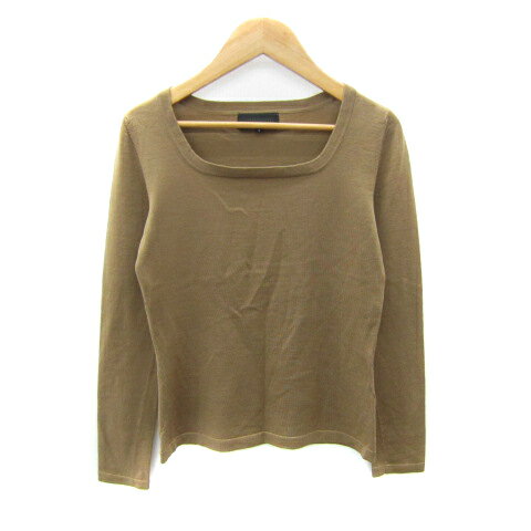 【中古】アンタイトル UNTITLED ニット カットソー 長袖 スクエアネック 無地 2 茶 ブラウン /SY30 レ..
