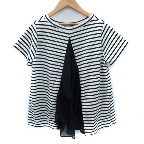 【中古】ロペピクニック ROPE Picnic カットソー 半袖 ラウンドネック ボーダー柄 シフォン 38 M 白 ホワイト 黒 ブラック /SM27 レディース 【ベクトル 古着】 250522 vectorpremium-18487813 ブランド古着ベクトルプレミアム店 サンプル画像2
