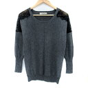 【中古】フィガロ パリ FIGARO Paris ニットチュニック 長袖 ラウンドネック レース アンゴラ混 グレー /SM9 レディース 【ベクトル 古着】 250523(4)