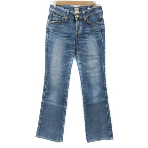 【中古】エドウィン EDWIN MISS デニムパンツ ジーンズ ブーツカット ロング丈 ウォッシュ加工 28×32 ブルー 青 512EG /YM17 レディース 【ベクトル 古着】 250529