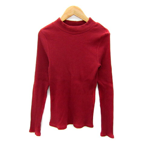 【中古】ビームスハート BEAMS HEART リブニット カットソー 長袖 クルーネック 無地 赤 レッド /SY47 ..