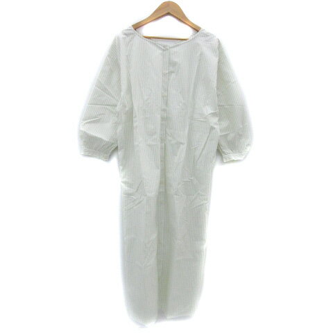 【中古】スタディオクリップ Studio Clip 2wayタックワンピース ロング丈 長袖 ストライプ柄 F ミントグリーン /YM25 レディース 【ベクトル 古着】 250616