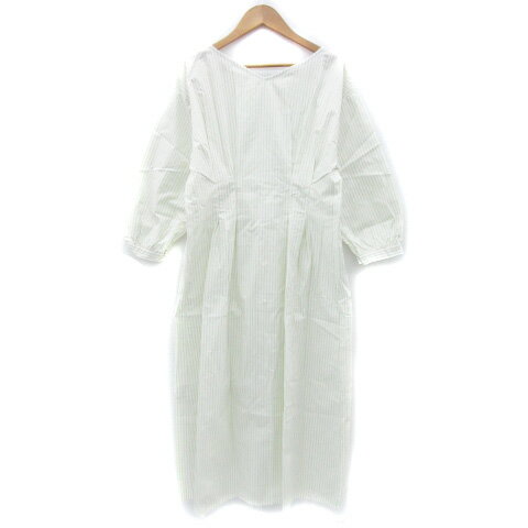 【中古】スタディオクリップ Studio Clip 2wayタックワンピース ロング丈 長袖 ストライプ柄 F ミントグリーン /YM25 レディース 【ベクトル 古着】 250616