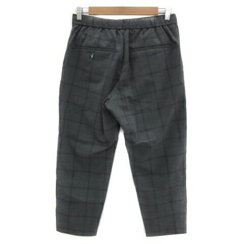【中古】グローバルワーク GLOBAL WORK タックテーパードパンツ 七分丈 チェック柄 イージー S グレー 黒 ブラック /YS6 メンズ 【ベクトル 古着】 250604