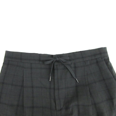 【中古】グローバルワーク GLOBAL WORK タックテーパードパンツ 七分丈 チェック柄 イージー S グレー 黒 ブラック /YS6 メンズ 【ベクトル 古着】 250604