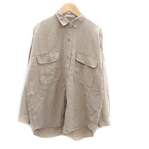 【中古】ジーナシス JEANASIS カジュアルシャツ 長袖 無地 F ベージュ /HO2 レディース 【ベクトル 古着】 250603