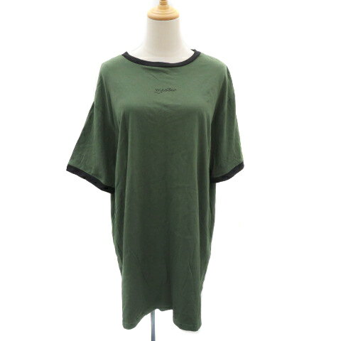 【中古】アドレセンス ADOLESCENCE チュニック カットソー 半袖 F カーキ 黒 ブラック /YK7 レディース 【ベクトル 古着】 250531