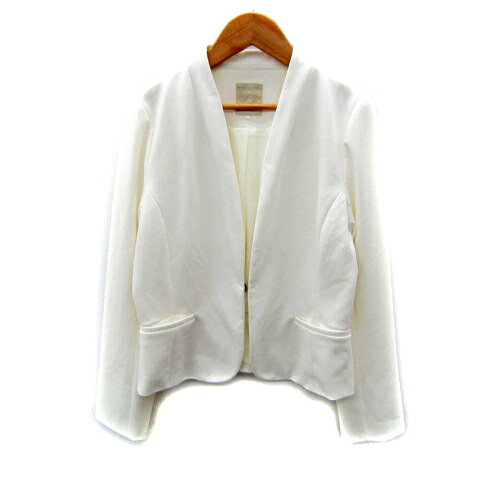 【中古】ラモワールドゥリュクス l'armoire de luxe ノーカラージャケット ミドル丈 無地 38 M 白 ホワイト /SY25 レディース 【ベクトル 古着】 250610