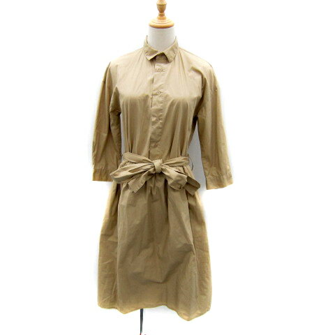 【中古】ロペピクニック ROPE Picnic シャツワンピース ミモレ丈 七分袖 無地 リボンベルト 38 M ベージュ /SY43 レディース 【ベクトル 古着】 250606 【中古】ロペピクニック ROPE Picnic シャツワンピース ミモレ丈 七分袖 無地 リボンベルト 38 M ベージュ /SY43 レディース 【ベクトル 古着】 250606