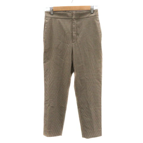 【中古】イネド INED テーパードパンツ ロング丈 千鳥格子柄 9 ブラウン ベージュ /YK11 レディース 【ベクトル 古着】 250605