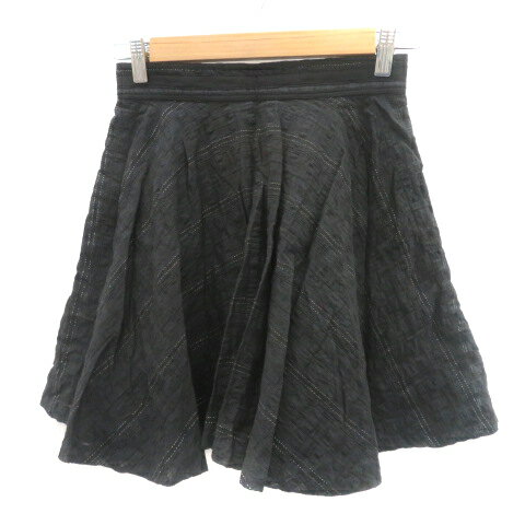 【中古】シンシアローリー CYNTHIA ROWLEY フレアスカート ギャザースカート ミニ丈 黒 ブラック /YK4 レディース 【ベクトル 古着】 250616