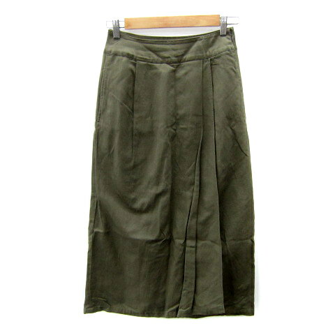 【中古】アーバンリサーチ ドアーズ URBAN RESEARCH DOORS フレアスカート ロング丈 マキシ丈 無地 スリット リネン混 麻 36 S カーキ /SY11 レディース 【ベクトル 古着】 250624(4)