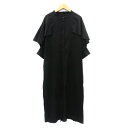 【中古】アプレジュールミニョン apres jour mignon シャツワンピース ロング丈 マキシ丈 七分袖 バンドカラー F 黒 ブラック /YK39 レディース 【ベクトル 古着】 250611