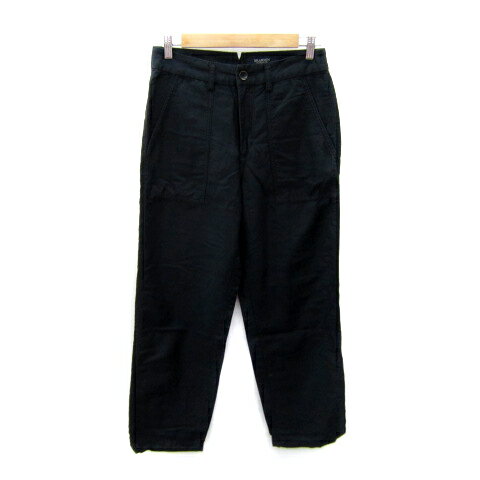 【中古】ブラーミン BRAHMIN ワイドパンツ ロング丈 無地 リネン混 麻 40 L 紺 ネイビー /SY8 レディース 【ベクトル 古着】 250612