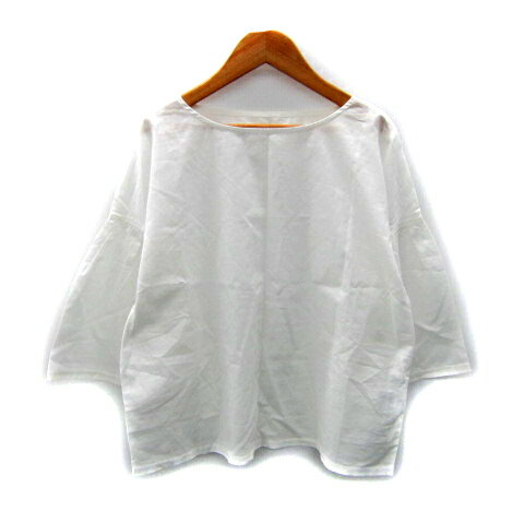 【中古】アフターオール after all ブラウス カットソー 七分袖 ワイドスリーブ ラウンドネック 無地 M 白 ホワイト /SY37 レディース 【ベクトル 古着】 250611